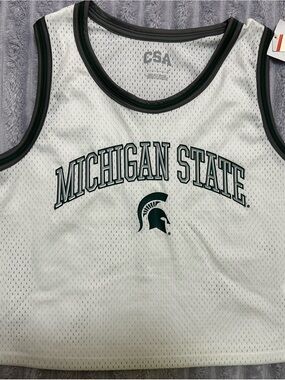 Michigan State White & Green Mesh Tank Top